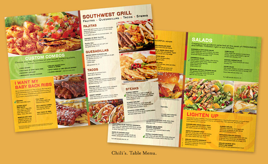 chilis table menu